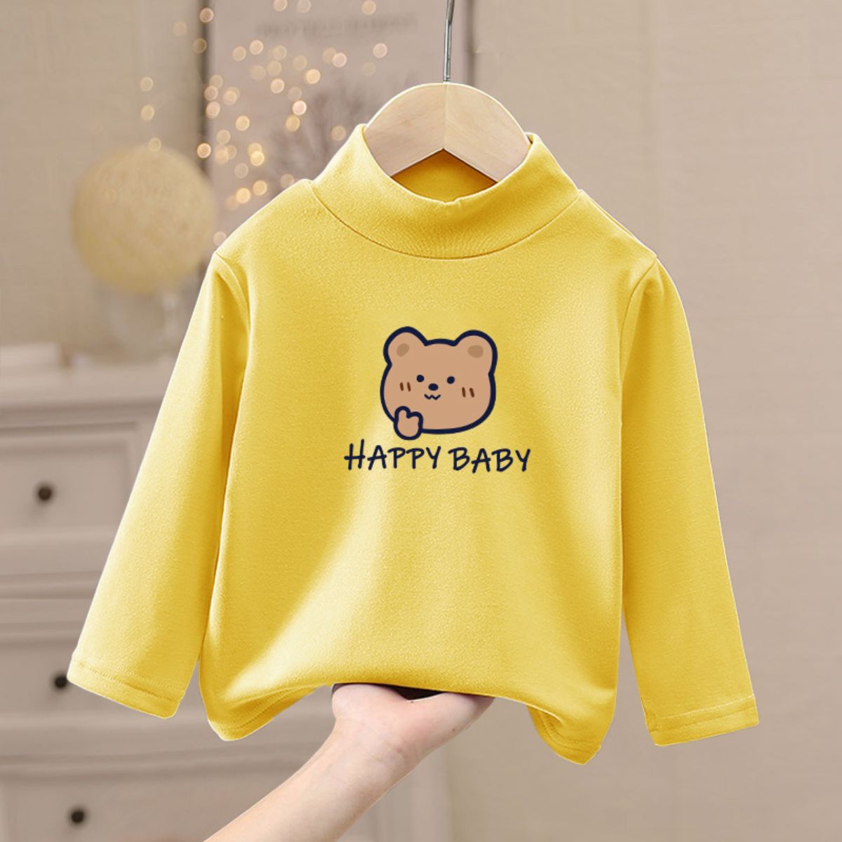 Children's winter German fleece thermal underwear bottoming shirt girls autumn clothes single tops small and medium children half high collar baby