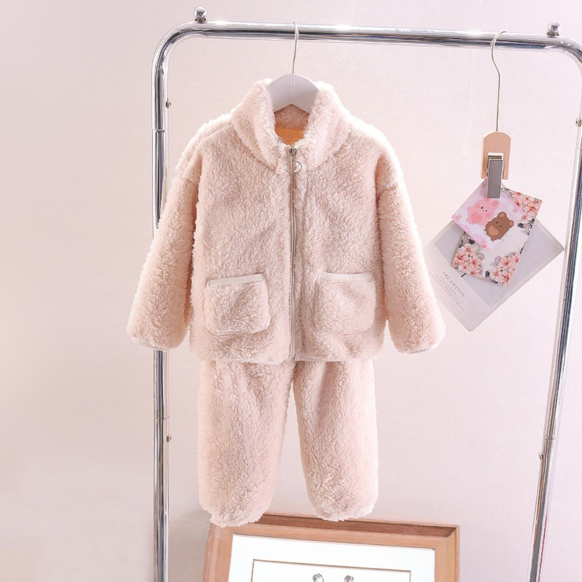 Autumn and winter boys and girls fleece home wear suits