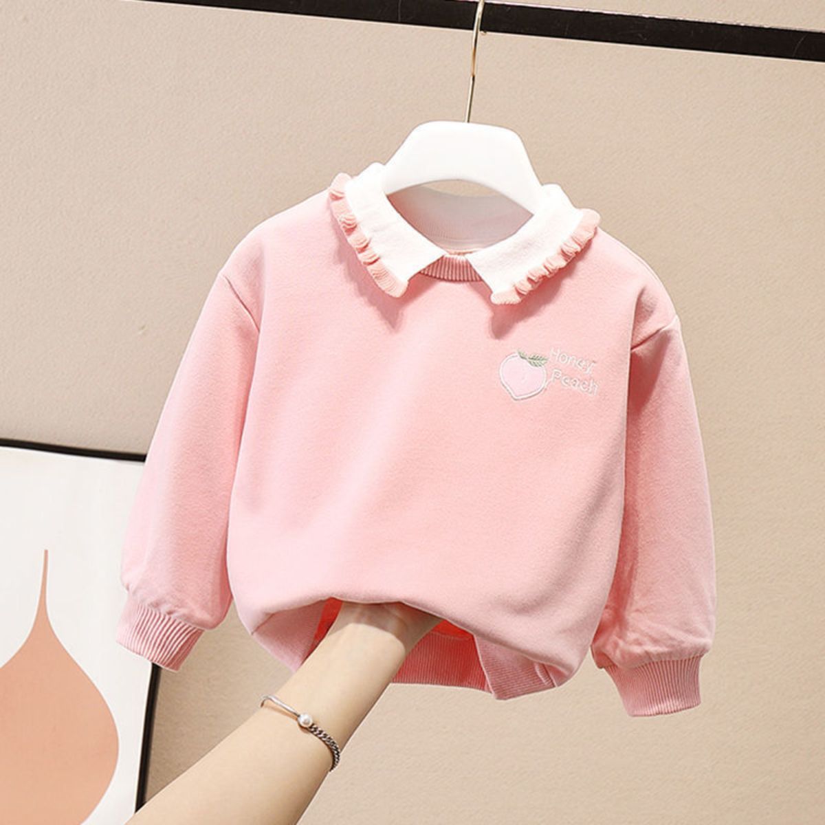 Girls' sweatshirts for spring and autumn, loose pullovers, long-sleeved T-shirts for girls, bottoming shirts, spring tops