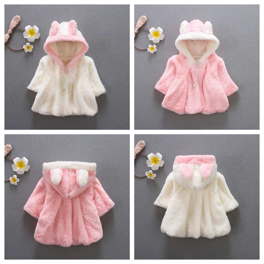 Baby girl autumn and winter bunny fur sweater coat