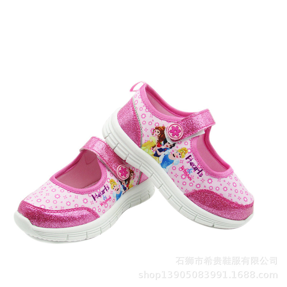 Little girls' shiny princess series pink soft bottom low top canvas shoes