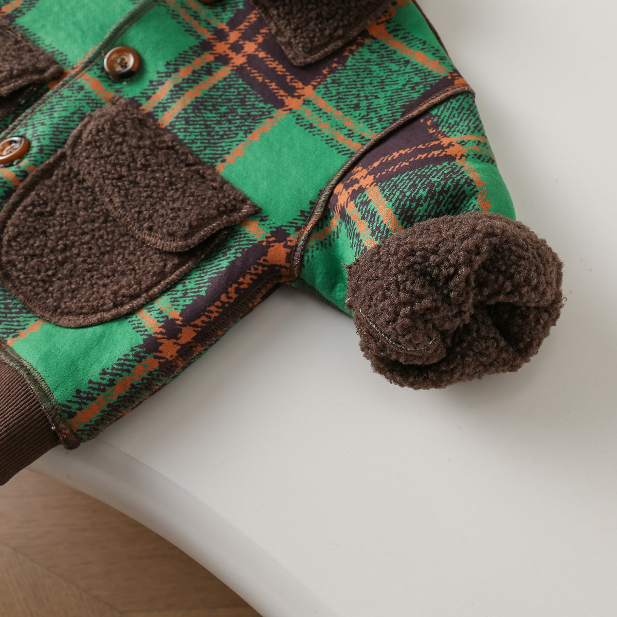 Boys and girls woolen coat plus velvet autumn and winter clothes children&#39;s winter handsome and fashionable plaid coat