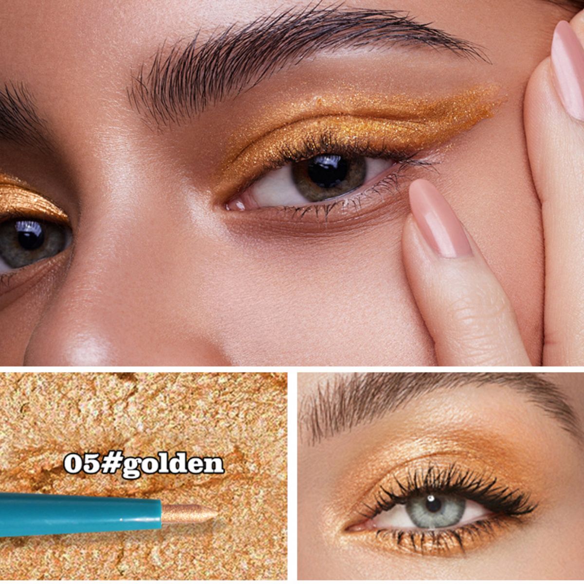 Eyeshadow stick for eye bags with pearlescent glitter and non-smudge makeup