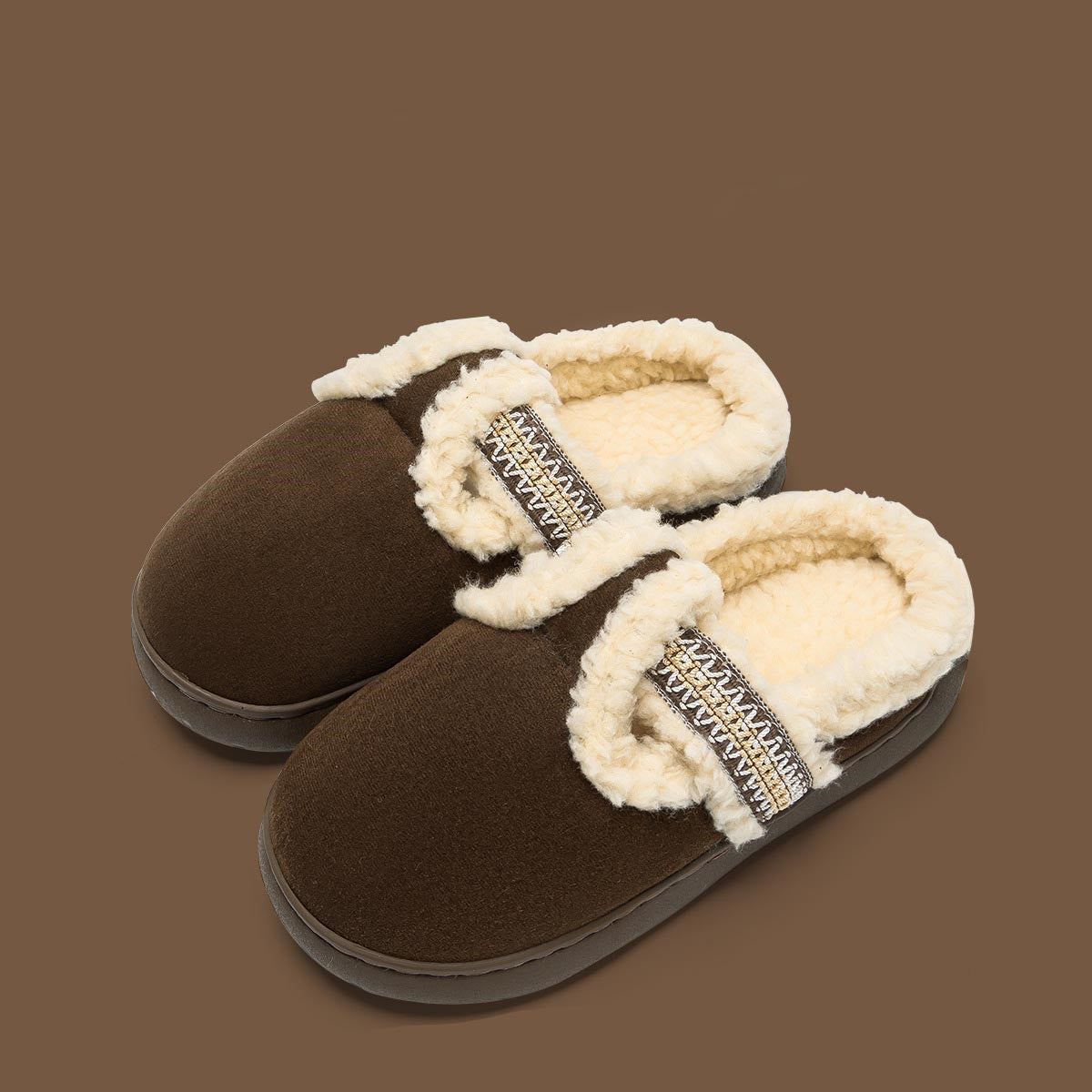 Women&#39;s warm plush Birkenstock cotton slippers