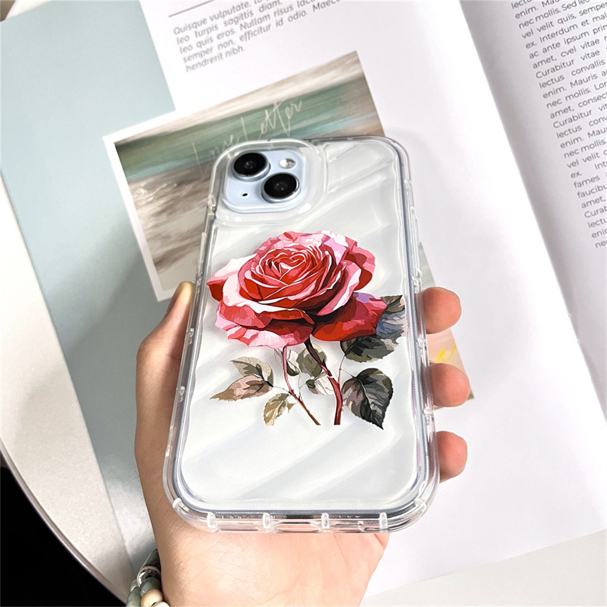 Apple transparent soft shell water ripple elegant ladies rose mobile phone case