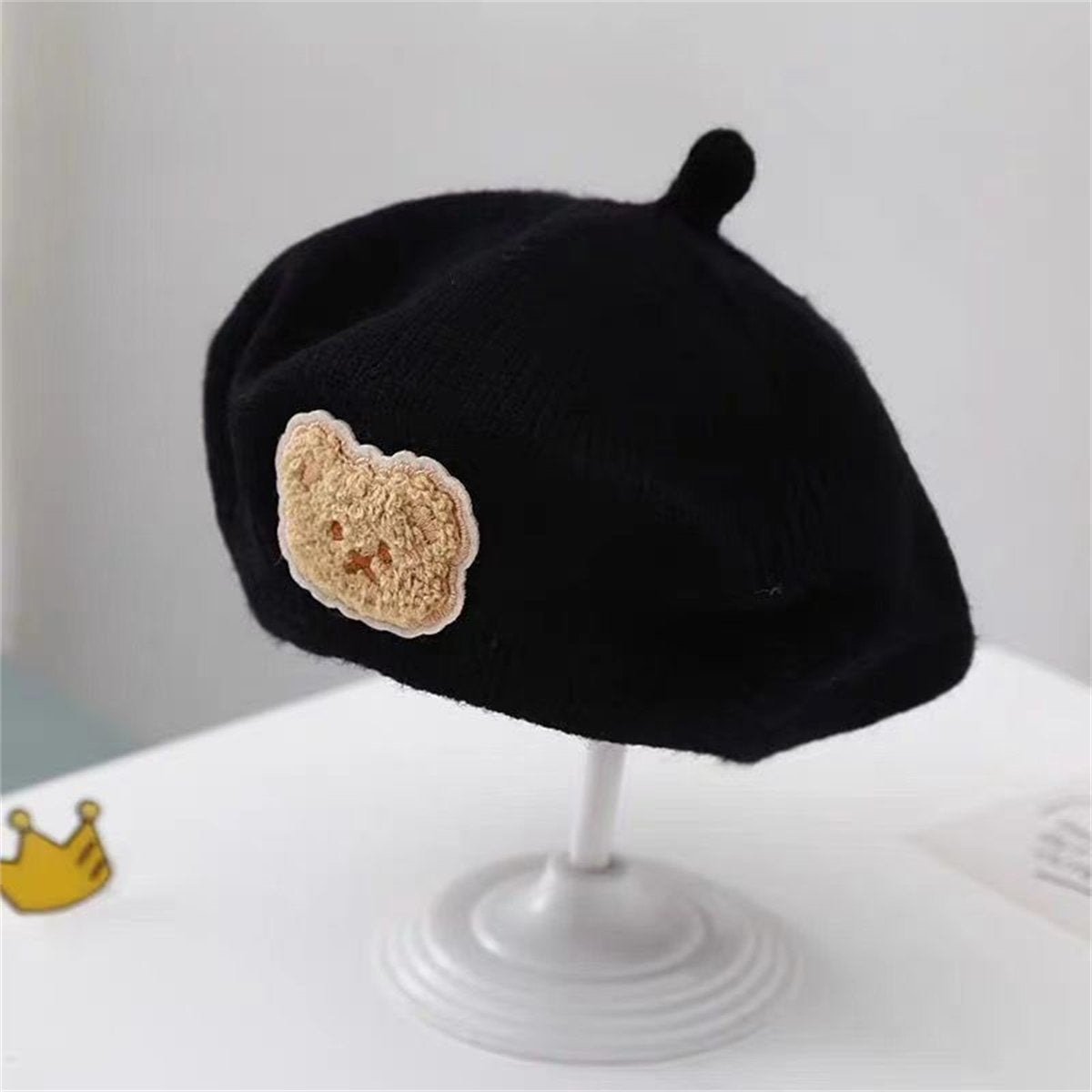 Children's baby cute bear knitted painter hat spring and autumn beret