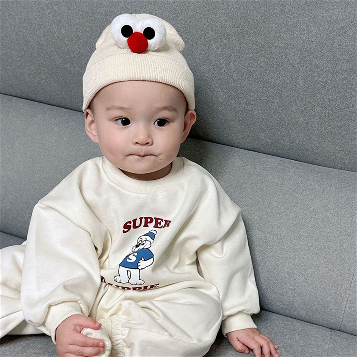 Infant and Toddler Letter Cartoon Cute Casual Children's Suit with Hood