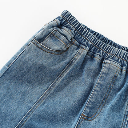 Cherry Embroidered Denim Pants