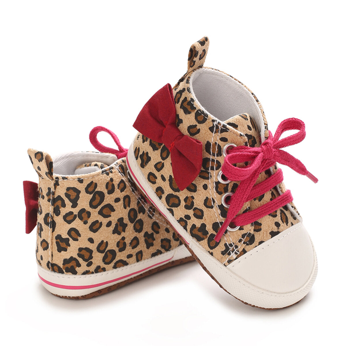 Baby high top leopard print canvas shoes