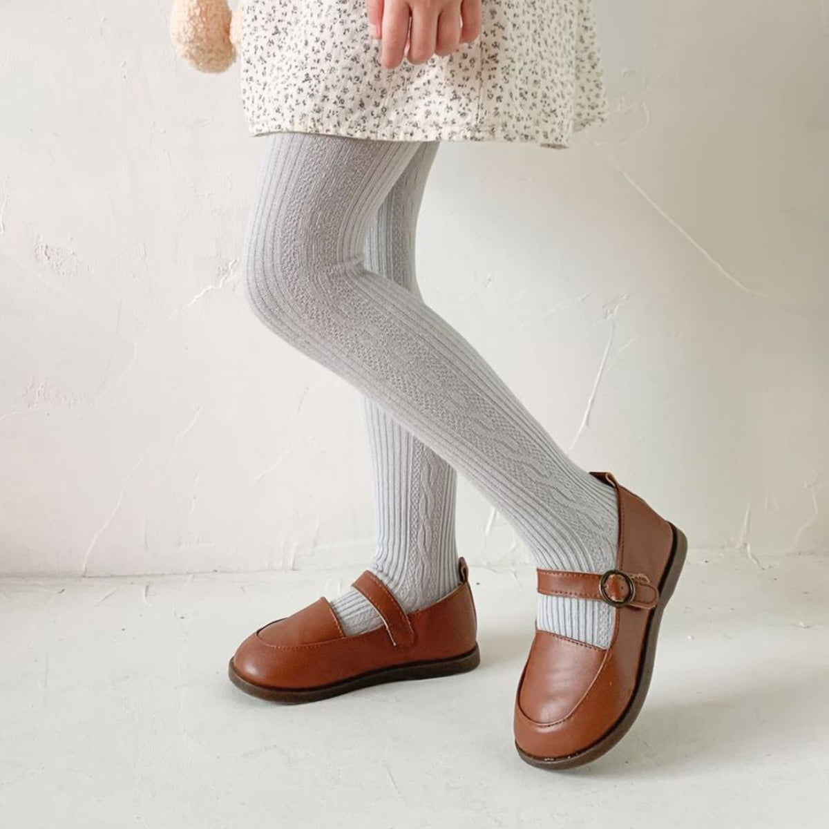 Children's solid color hemp pattern tights