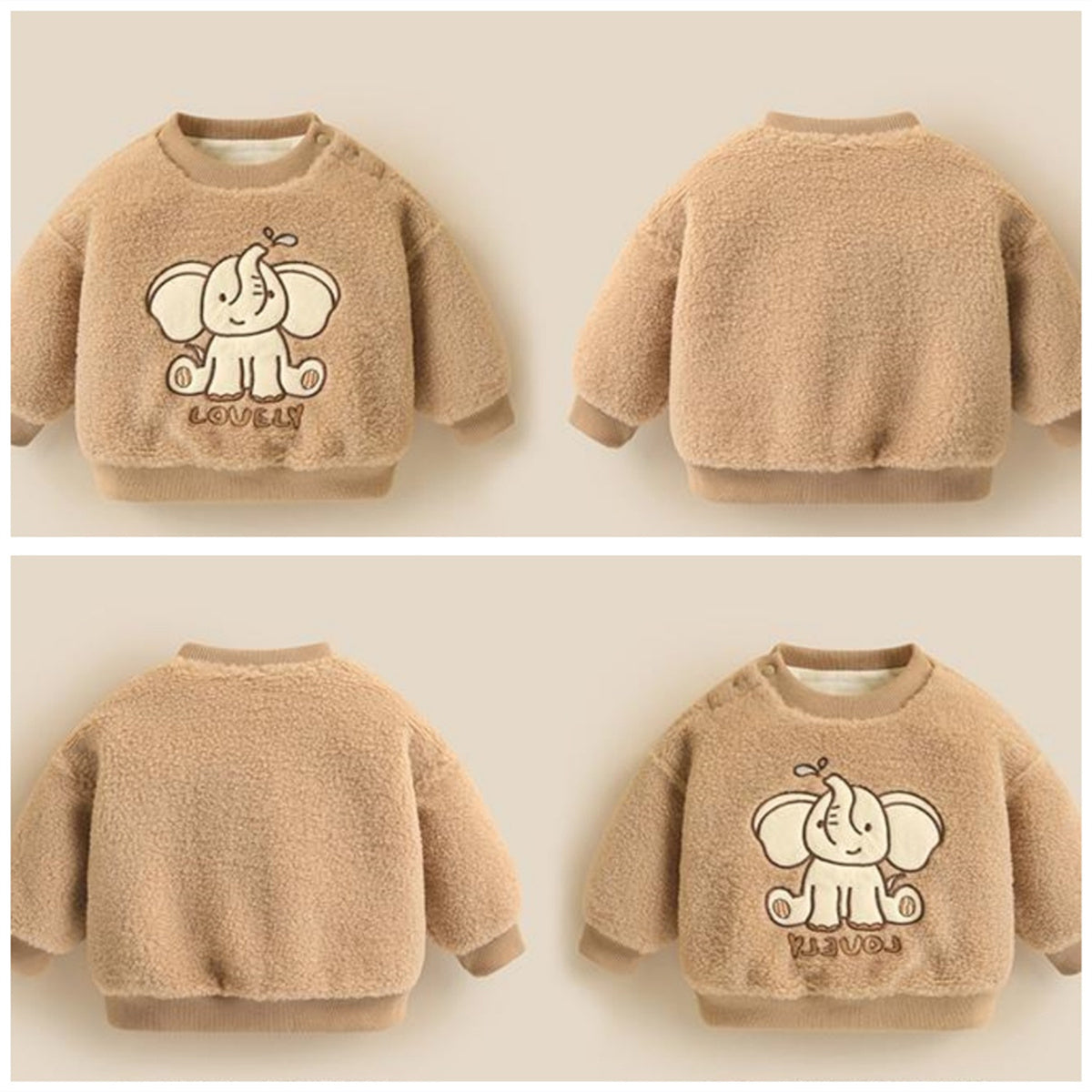 Plush and thickened baby winter clothing cartoon lamb wool pullover sweater