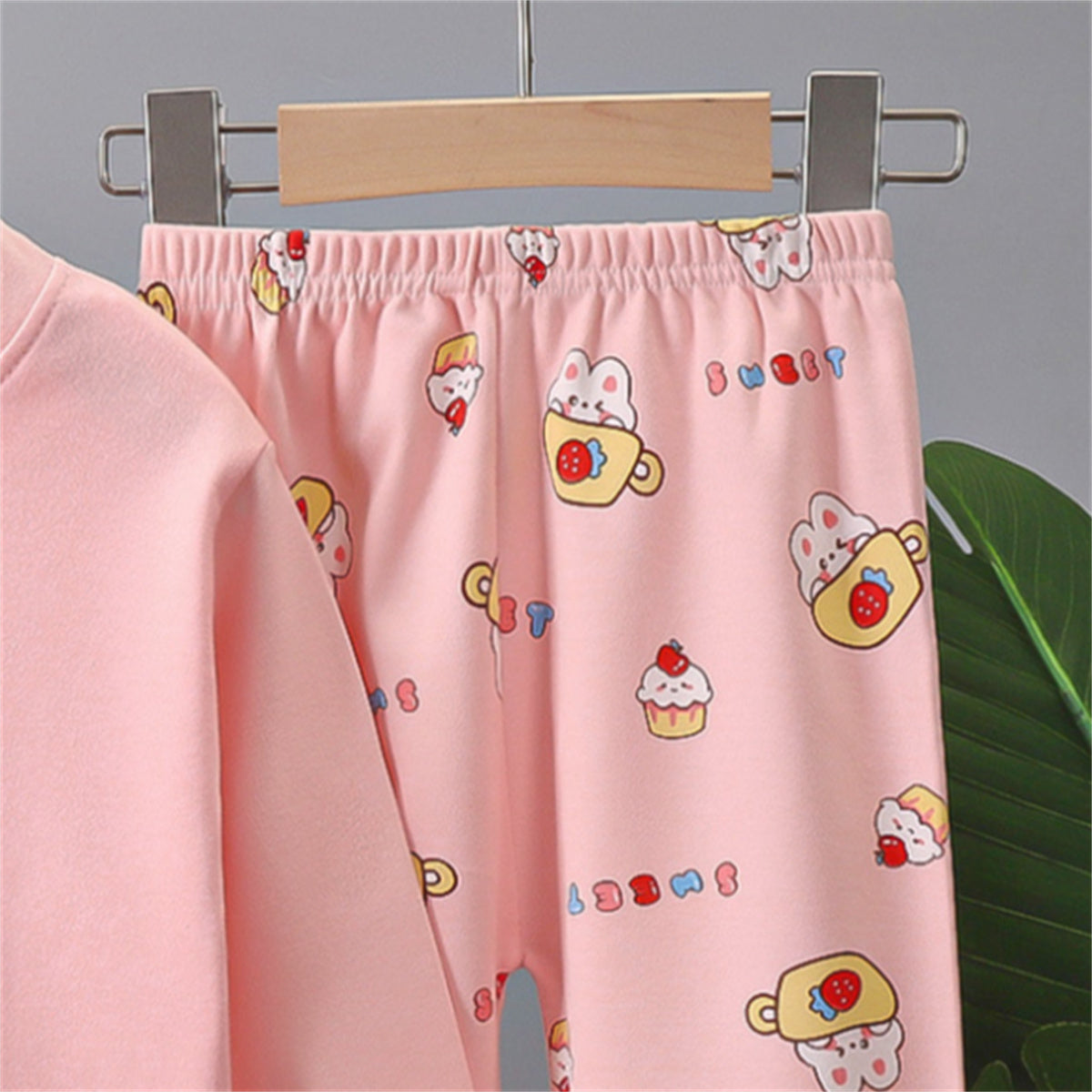 Baby Girls Cotton Cute Bunny Pattern Home Clothes Set