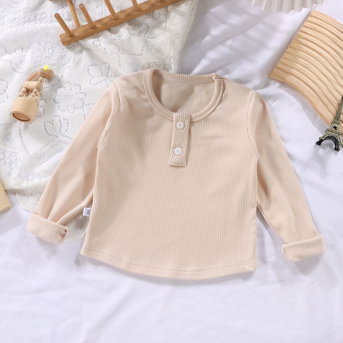 Spring and autumn inner round-neck ribbed velvet autumn clothing children's bottoming shirt boys and girls baby long-sleeved all-match tops single piece