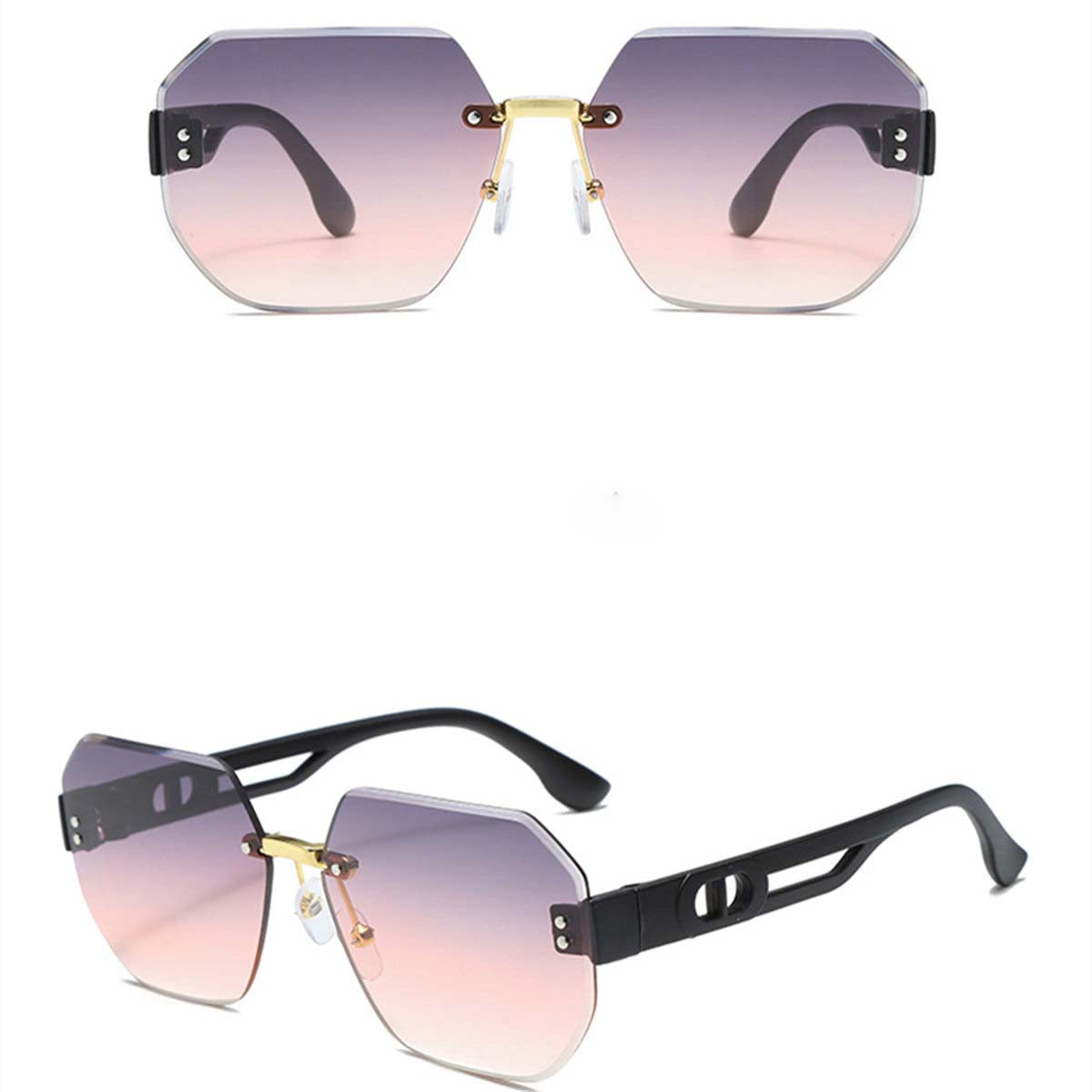 Children's advanced all-match style UV protection frameless polygonal large sunglasses