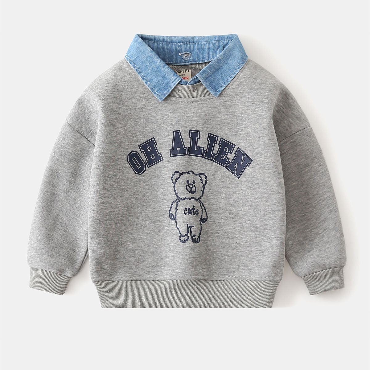 Children's fake two-piece sweatshirt new style children's clothing boys detachable collar fashionable sweatshirt baby top