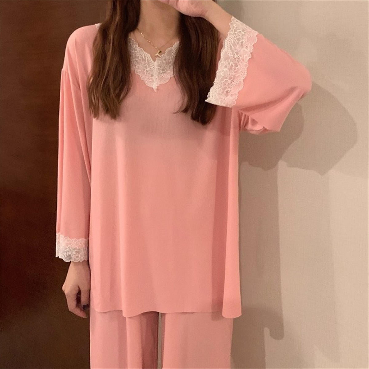 Lace Pajamas Lace Long Sleeve Long Pants Two-piece Set