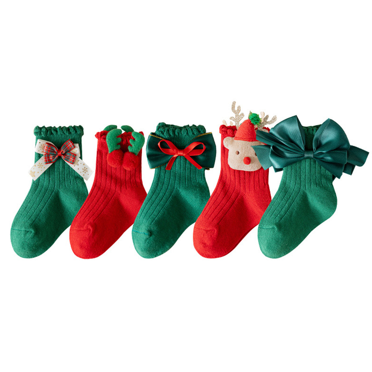 Children's Elk Christmas Socks 5-Pack