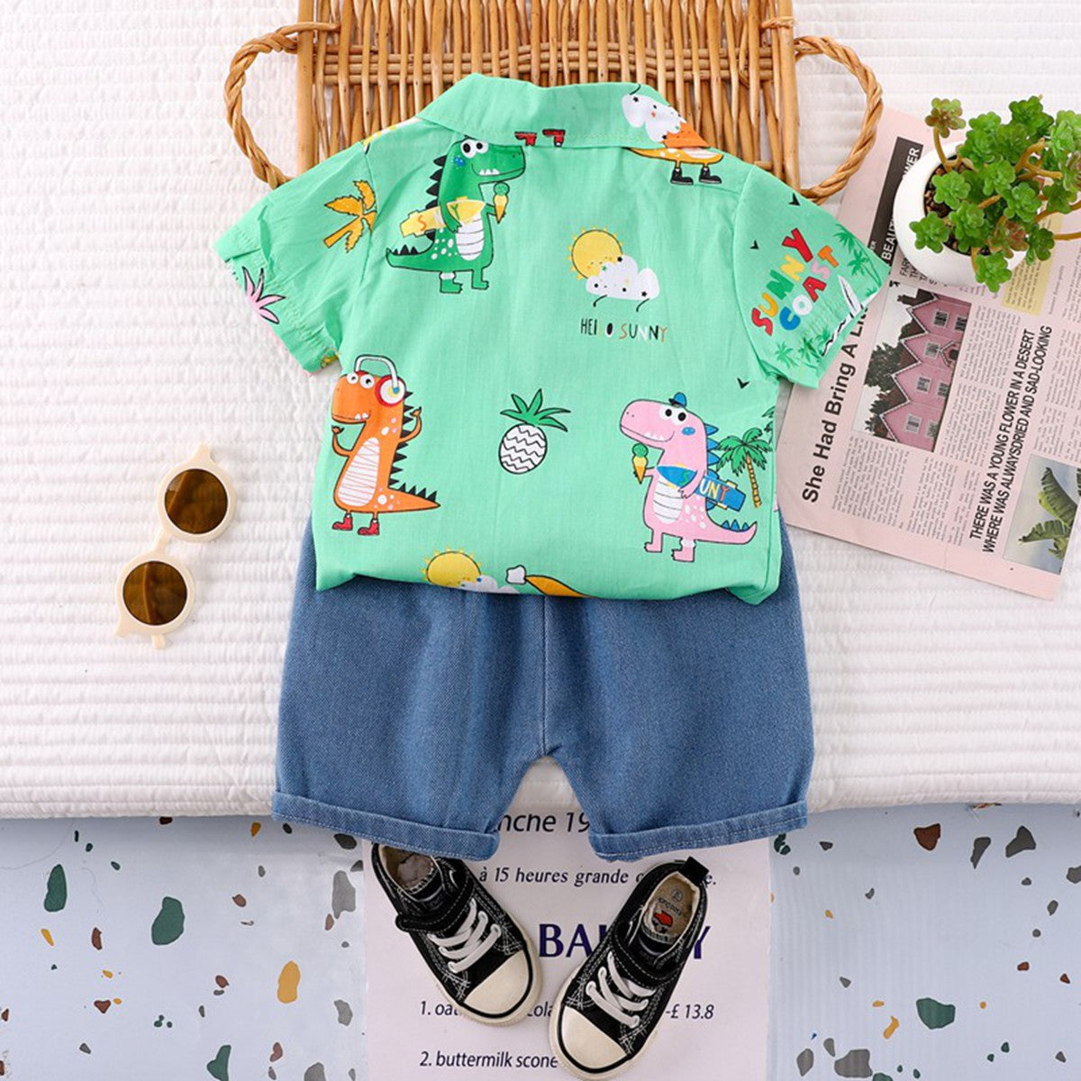 Baby summer shirt short sleeve two piece suit baby clothes