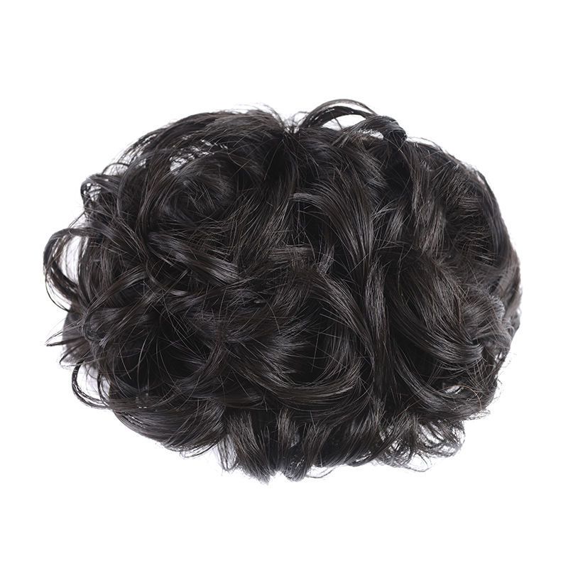 Wig women's clip-on hair band, bun, hair bun, short curly hair, clip-on flower bud head, fluffy big hair band