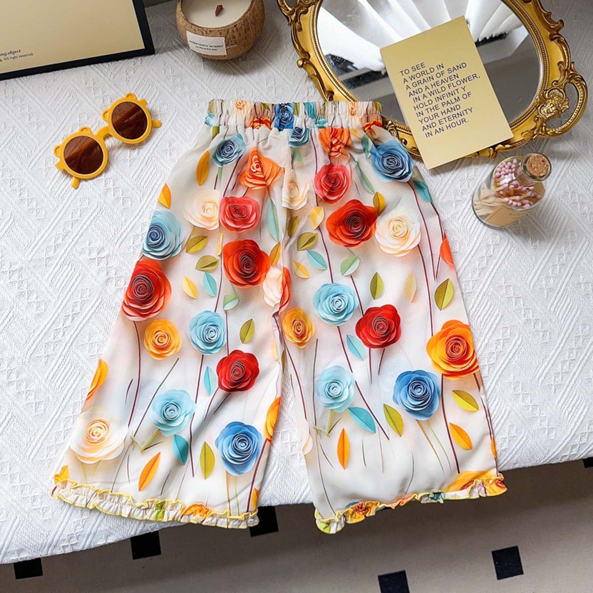 Girls wide leg pants suit summer new children's casual girls vest trousers two-piece suit