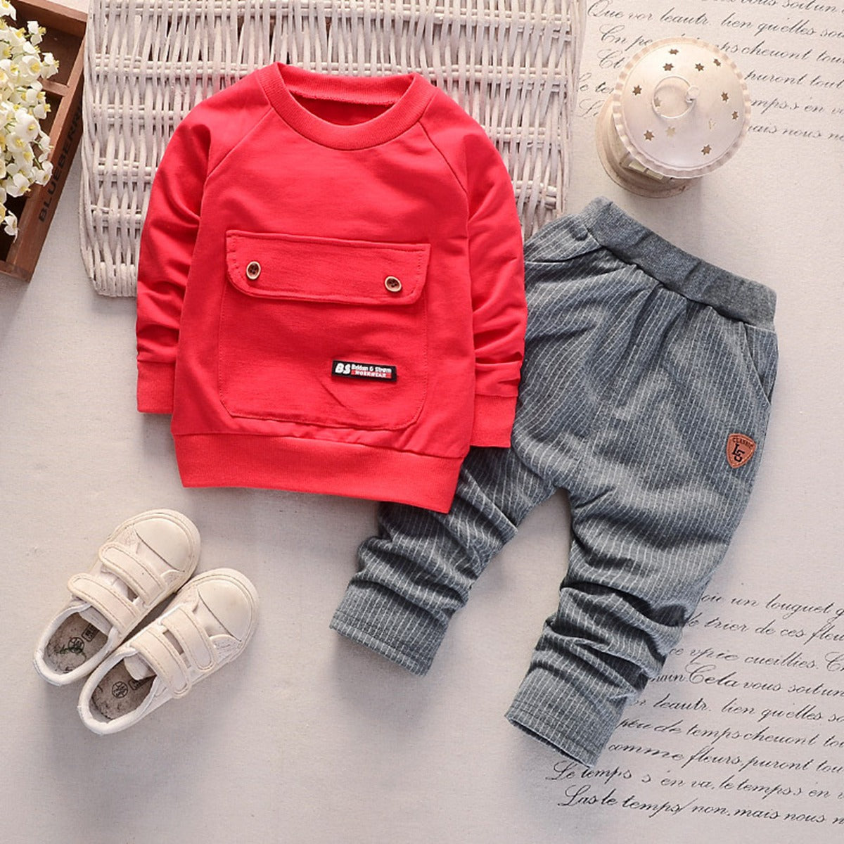 Kids Fashion Classic Pocket Sweatshirt 2-Piece Set