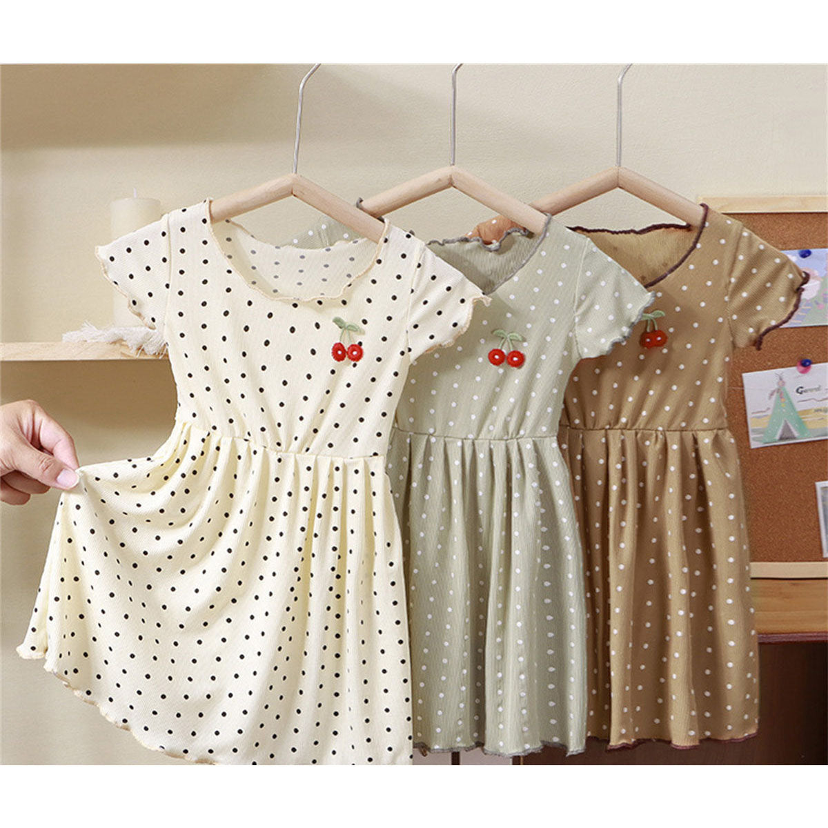 Children's ice silk polka dot dress