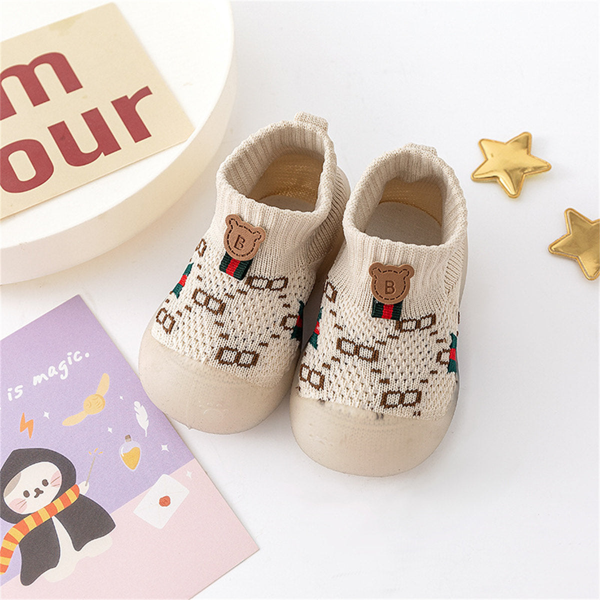 Children's mesh printed pattern non-slip toddler shoes