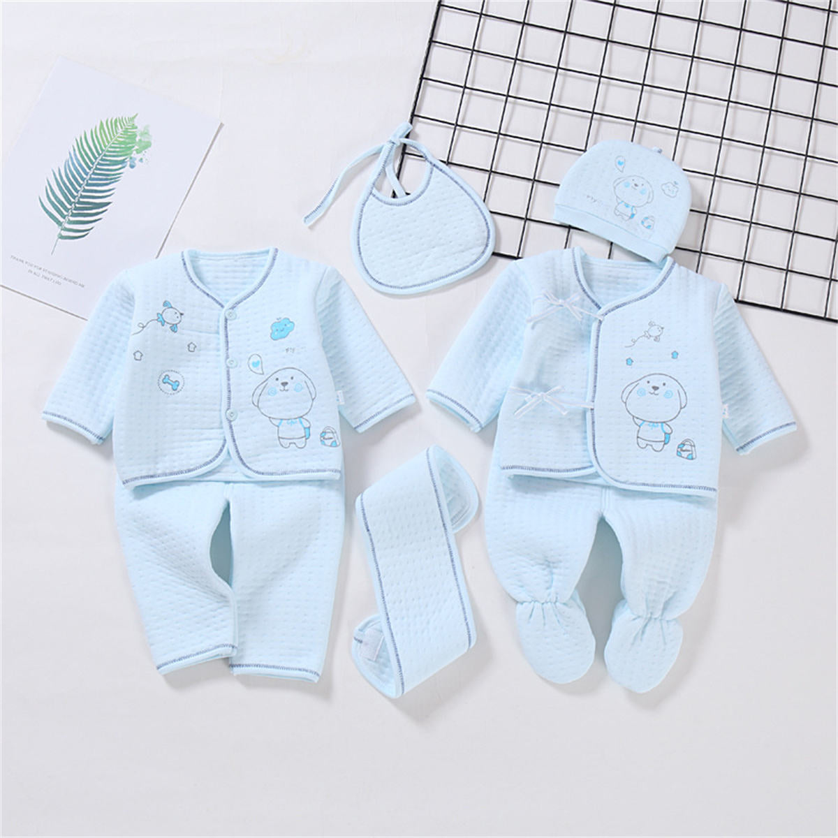 Newborn baby clothes pure cotton winter seven piece suit