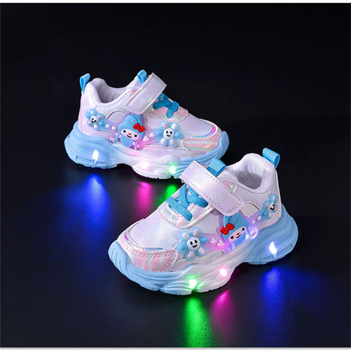 Children's girls' Sanrio cute cartoon style soft sole breathable luminous LED sports shoes