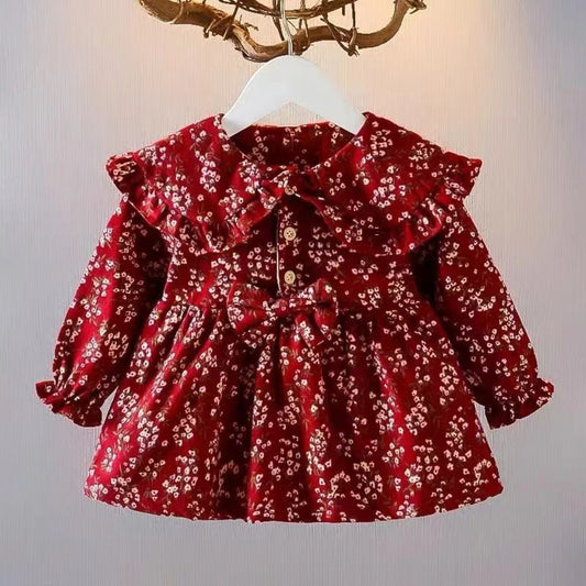 Girls long sleeve baby collar dress