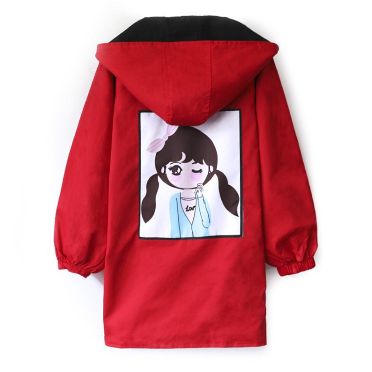 Fashionable long windbreaker for middle and large kids (reversible)