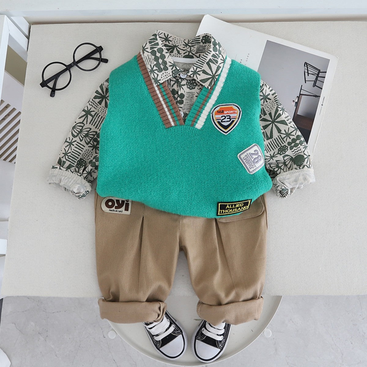 Boys autumn new vest vest suit spring and autumn baby clothes stylish three-piece children's clothing