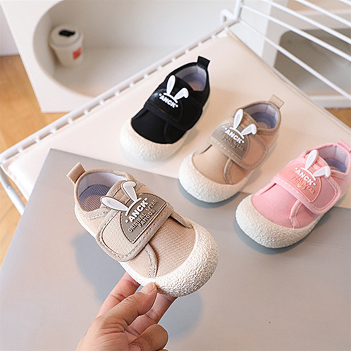 Toddler girl's cute rabbit letter style casual versatile soft bottom low top canvas shoes