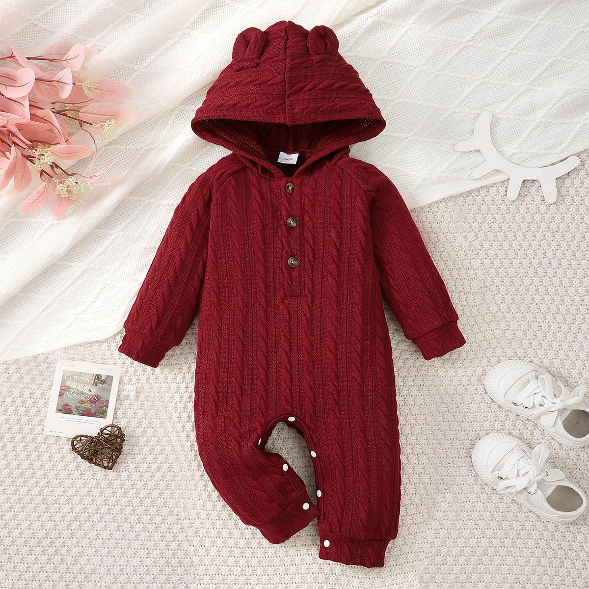 Burgundy Hooded Bodysuit