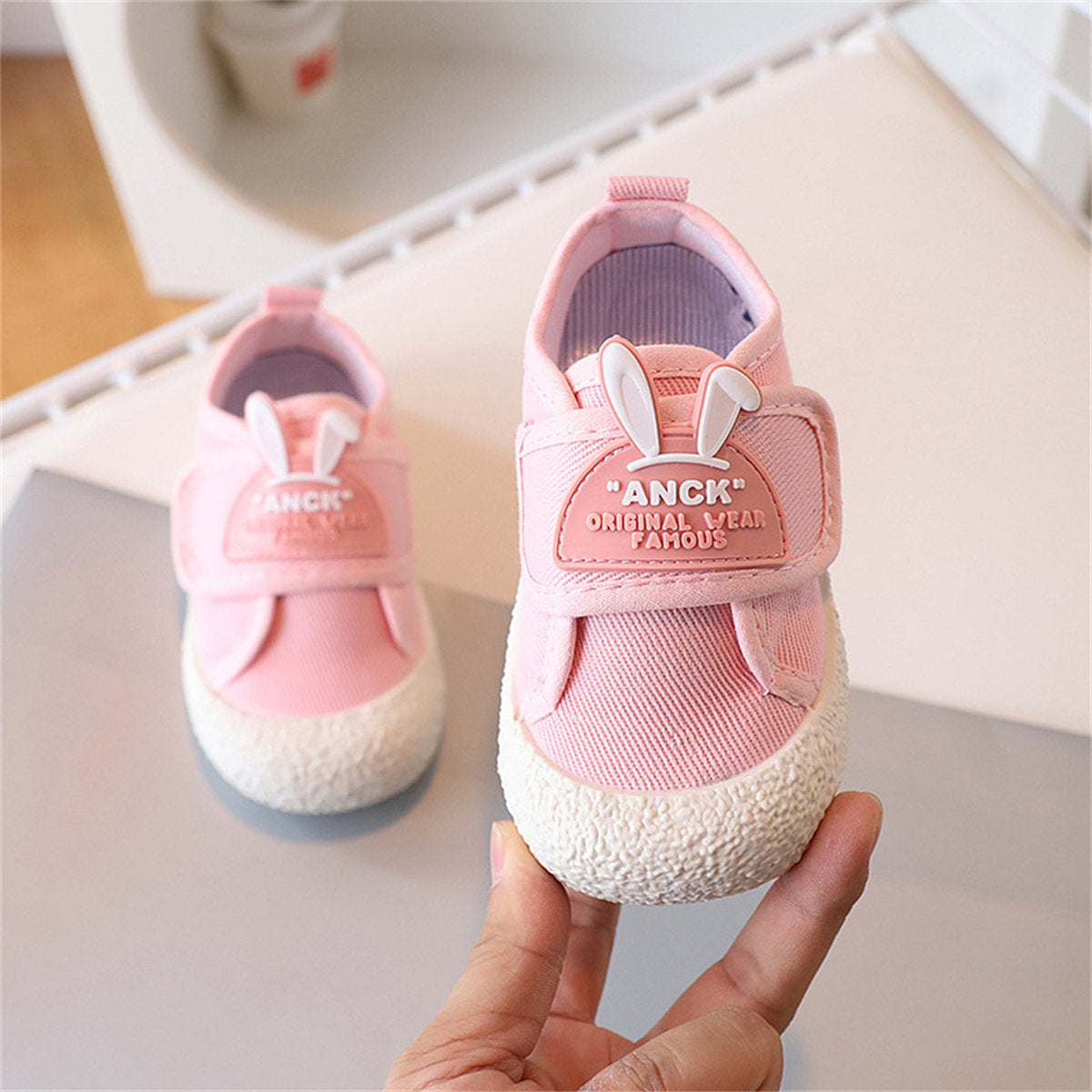 Toddler girl's cute rabbit letter style casual versatile soft bottom low top canvas shoes