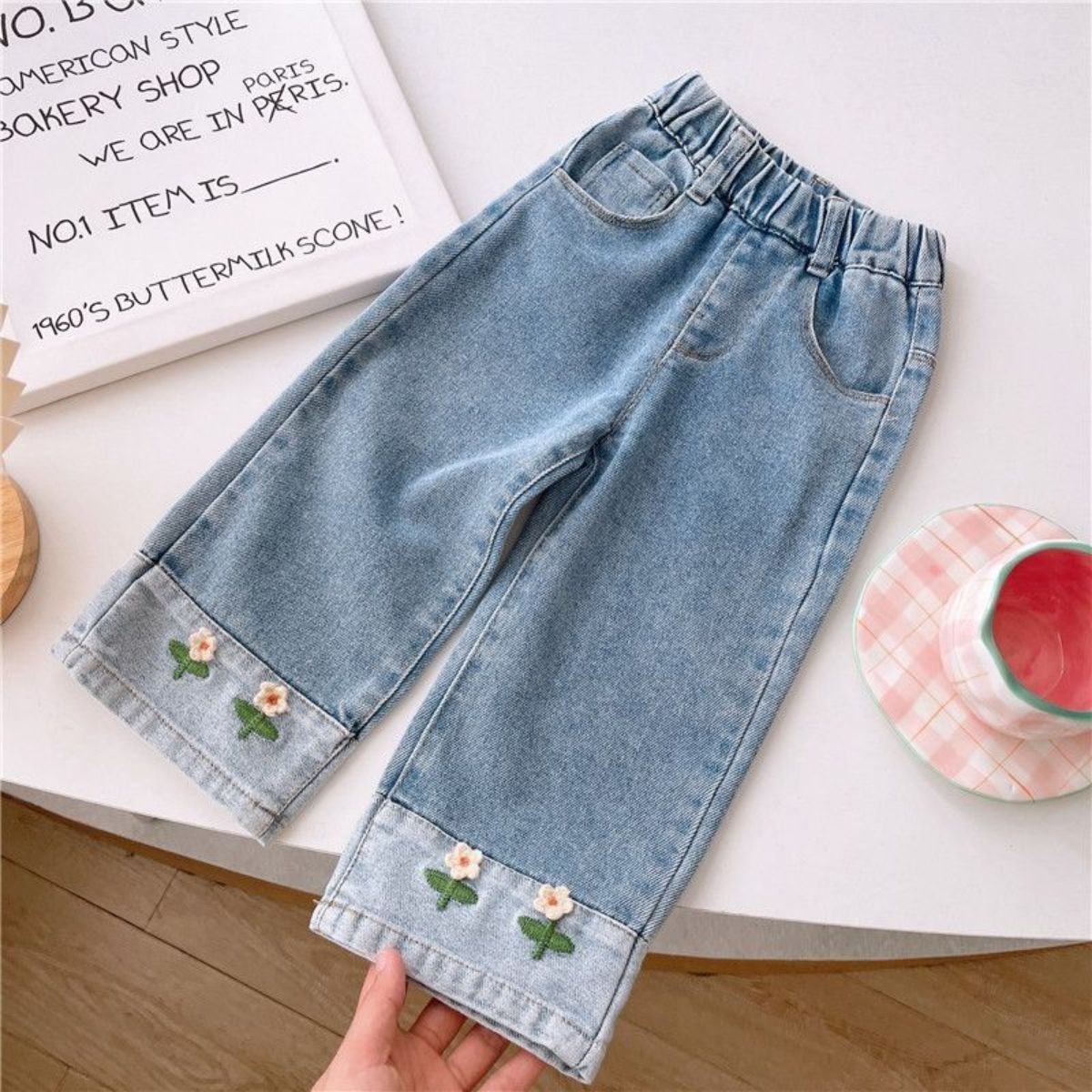 Girls Straight Jeans Spring and Autumn Fashion Loose Girls Wide Leg Pants Children's Pants Children's Pants