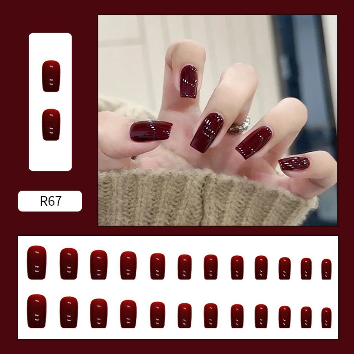 Simple and elegant manicure pure color wearable false nail stickers