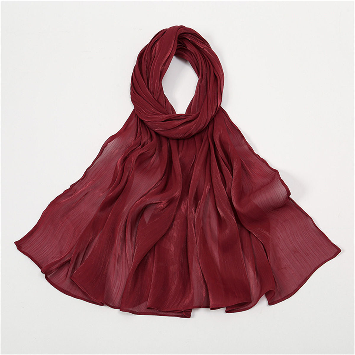 Women&#39;s solid color simple style breathable bright silk chiffon scarf