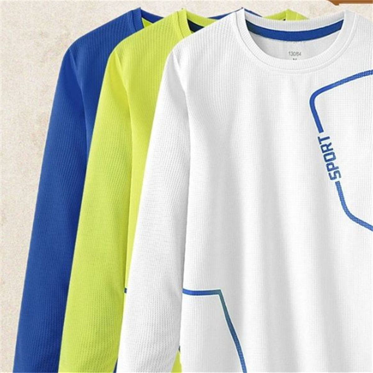 Boys' long-sleeved sports fitness solid color basic bottoming shirt