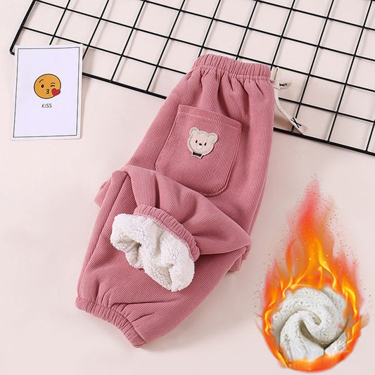 Thickened velvet children's corduroy pants for outer wear, boys' winter velvet pants, girls' thick warm cotton pants