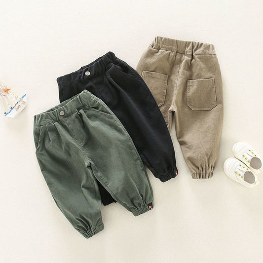 Boys Spring and Autumn Children&#39;s Casual Pants All-match Trousers Baby Solid Color Overalls Handsome