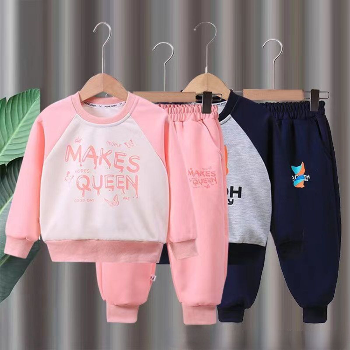 Children's sweater suits for boys and girls new outerwear tops and pants two-piece suits