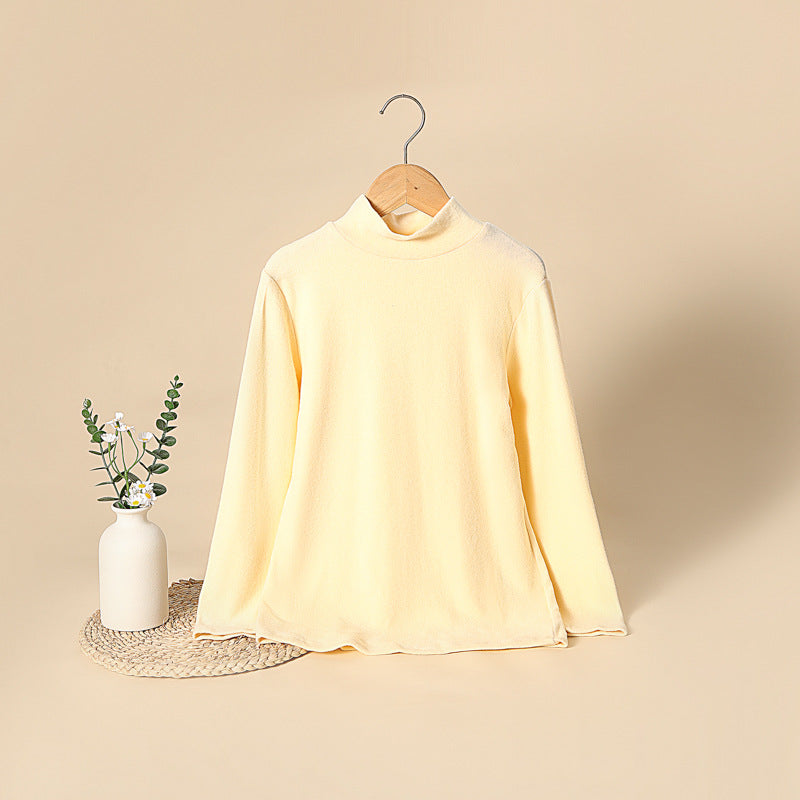 Children's simple cashmere solid color inner long-sleeved T-shirt top