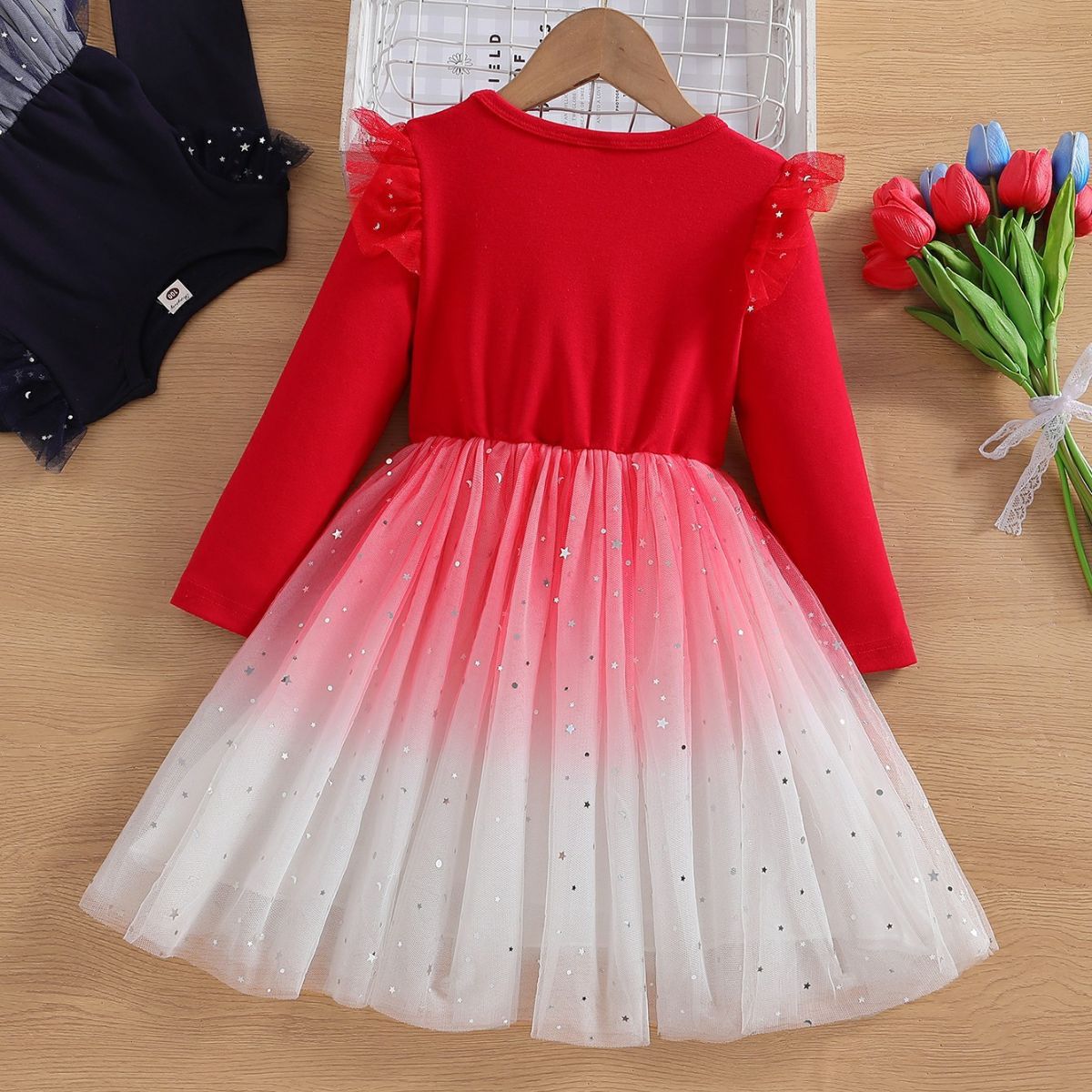 New autumn girls dress starry sky mesh tulle skirt little girl princess dress dress