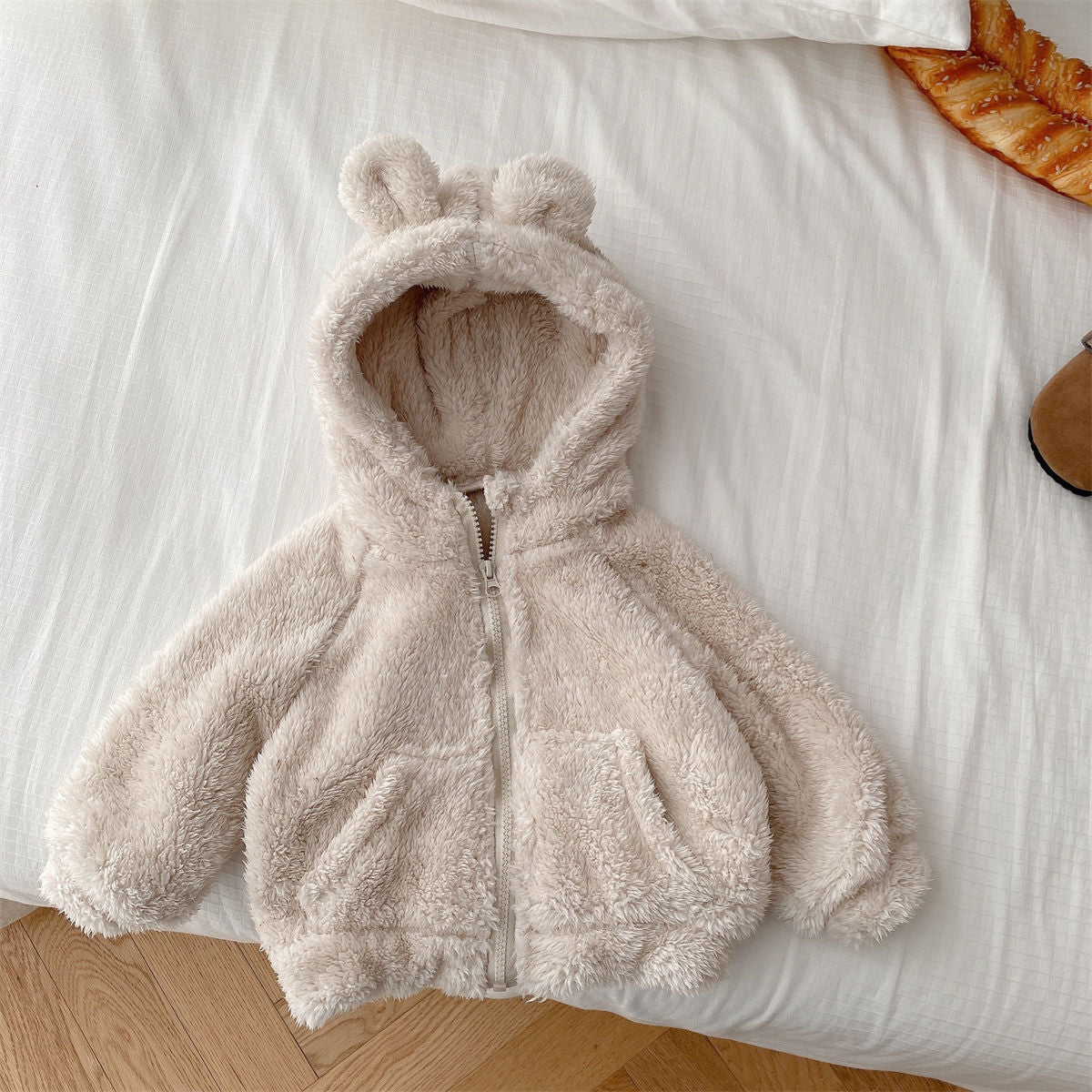 Children's fur coat hooded thick top