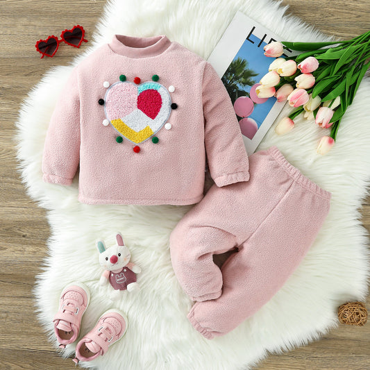 Autumn and winter velvet thickened children's pajamas women's pajamas set