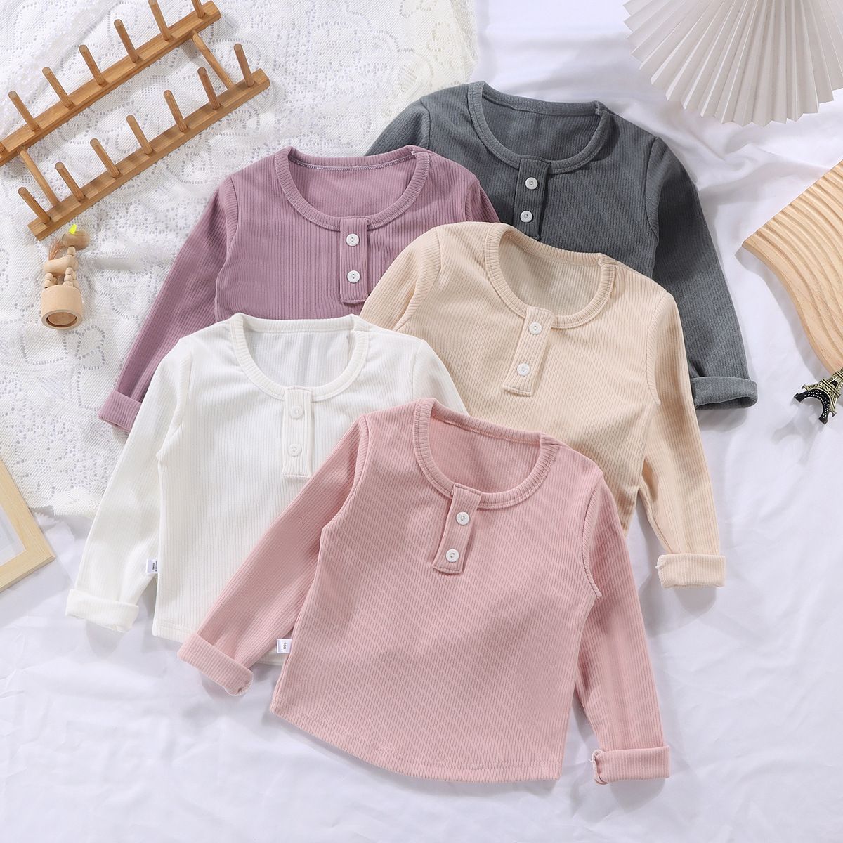 Spring and autumn inner round-neck ribbed velvet autumn clothing children's bottoming shirt boys and girls baby long-sleeved all-match tops single piece