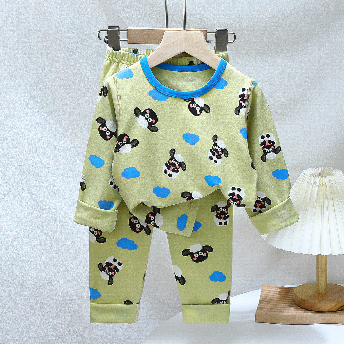 Children's Pajama Set Cute Dinosaur Contrast Color Home Clothes Underwear Pajama Set