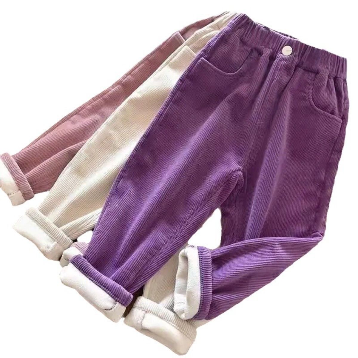 Girls autumn and winter thickened corduroy pants