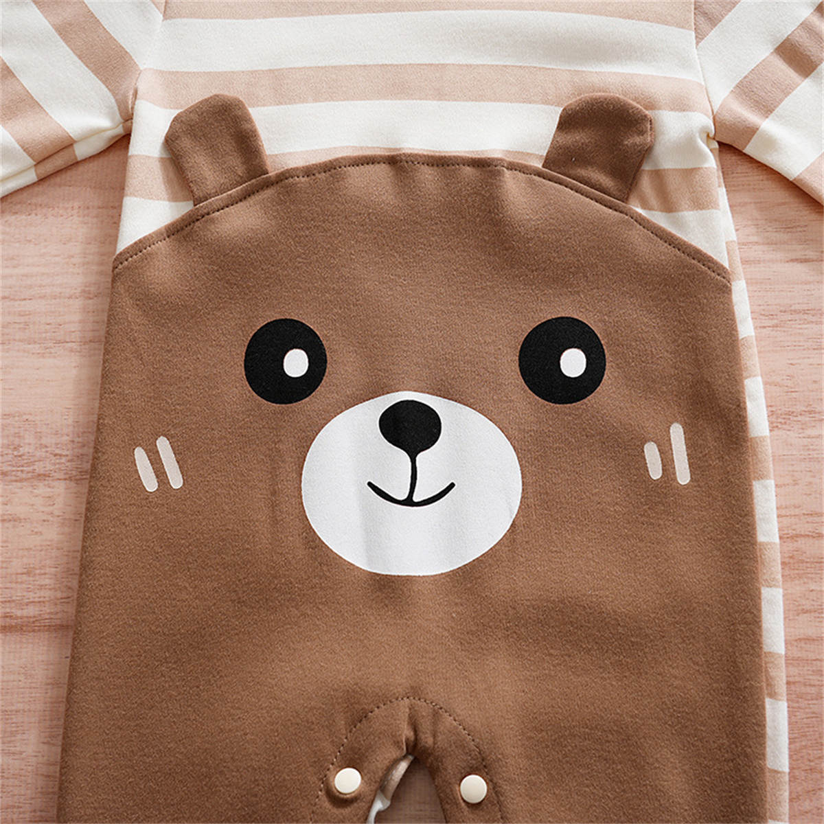 Pure cotton baby autumn and winter striped bear crawling clothes